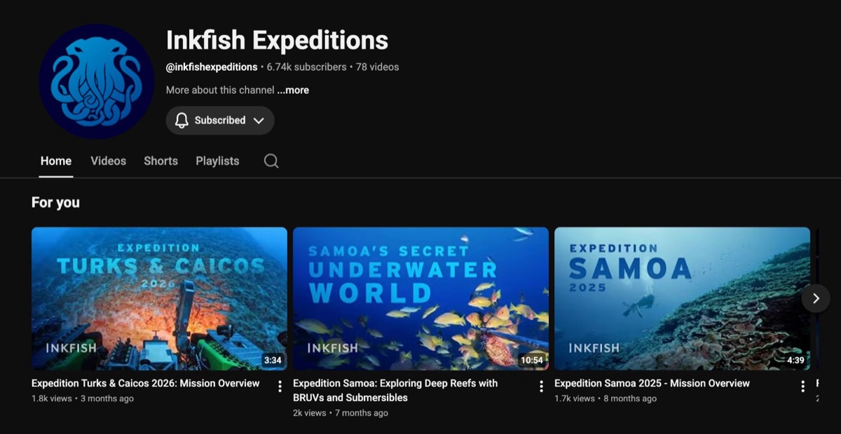 Inkfish Expeditions YouTube channel